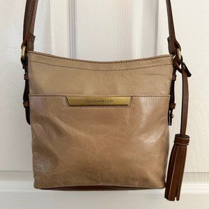 Tignanello Beige Tasseled Crossbody with gold accent in EUC